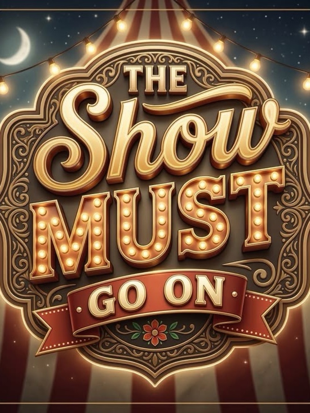 Vintage Circus Marquee Wall Art - "The Show Must Go On"